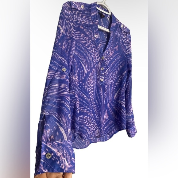 Guess Tops | Guess Long Sleeve Printed Blouse | Color: Blue/purple | Size:XS - Picture 1 of 8